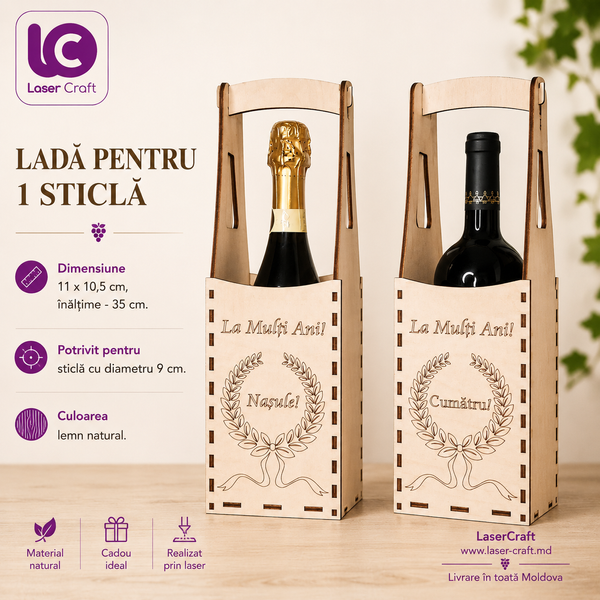 Ladă pentru 1 sticlă SS001 foto
